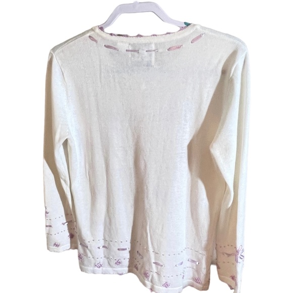 Vintage Storybook Knits Butterflies and Flowers Button Down Cardigan - Picture 2 of 9